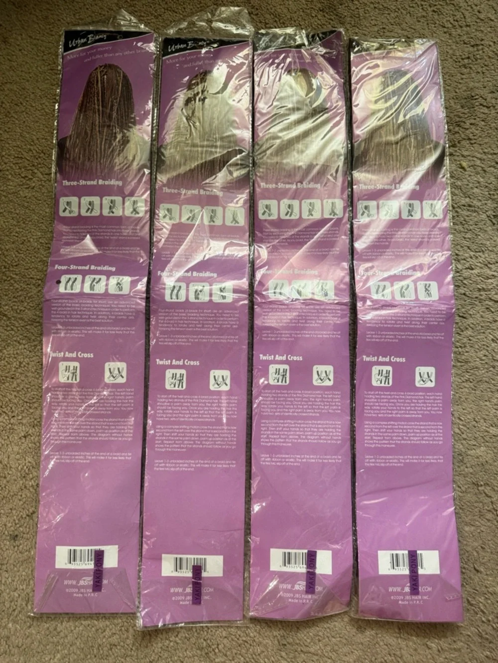 Urban Beauty Smooth Yaki Pony Braid Hair Extensions Color 4 Lot of‎ 4 NEW